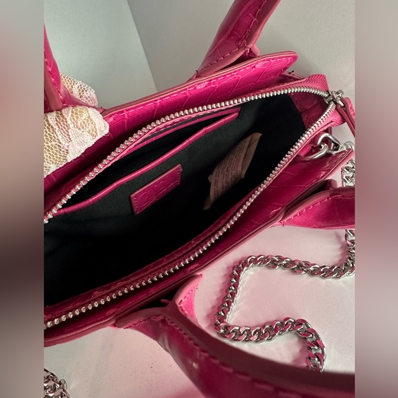 Zara Pink Crocodile crossbody top handle bag - Picture 6 of 7